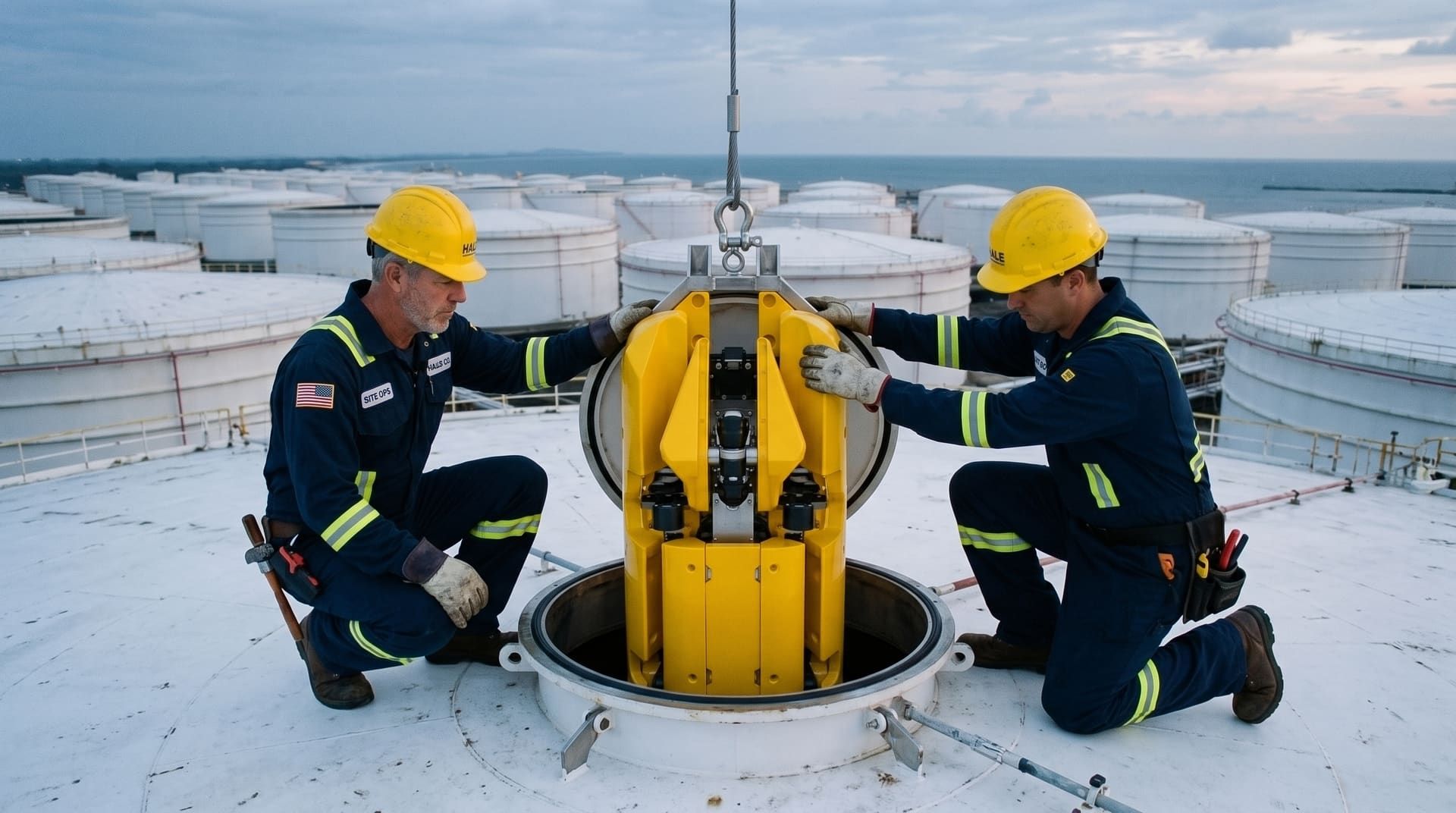 Aboveground storage infrastructure extending toward the horizon