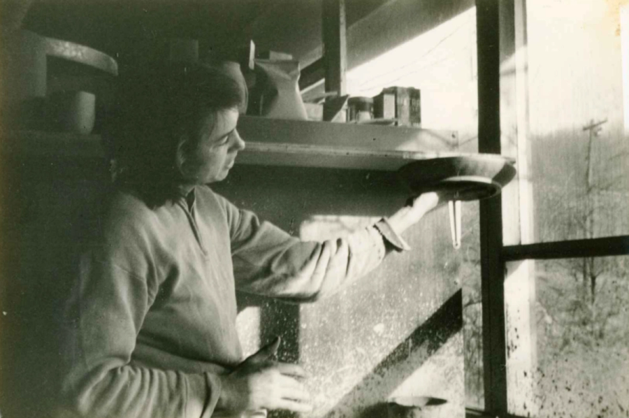 M.C. Richards at her studio at Stony Point, 1956. 