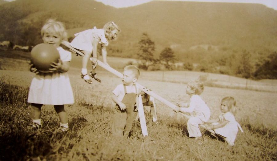 Toddlers at the college, summer 1948. 