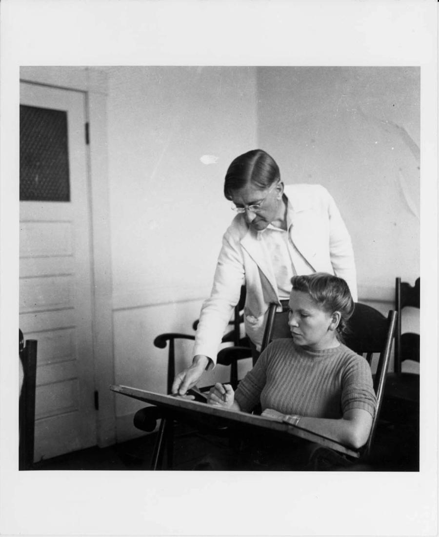 Josef Albers with student Hope Stephens, circa 1939-40.