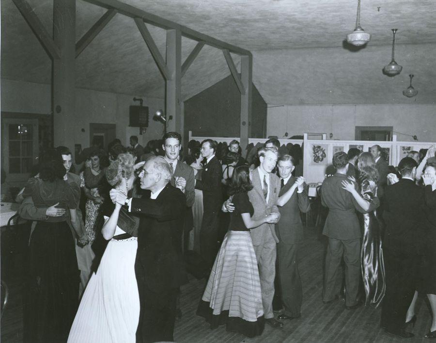 Saturday night dance, Dining Hall, Lake Eden Campus, ca. 1945