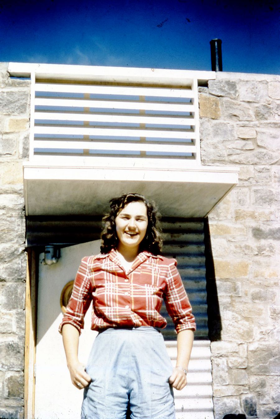 Cornelia "Nell" Goldsmith at the Studies Building Entrance