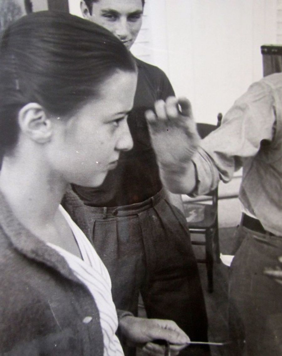 Anne "Nan" Chapin Weston, George Hendrickson, and Josef Albers' hand.