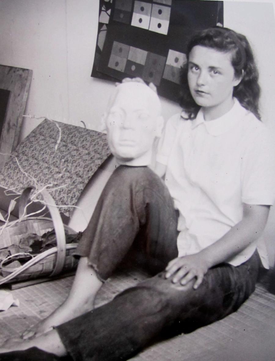 Elaine Schmitt with bust.