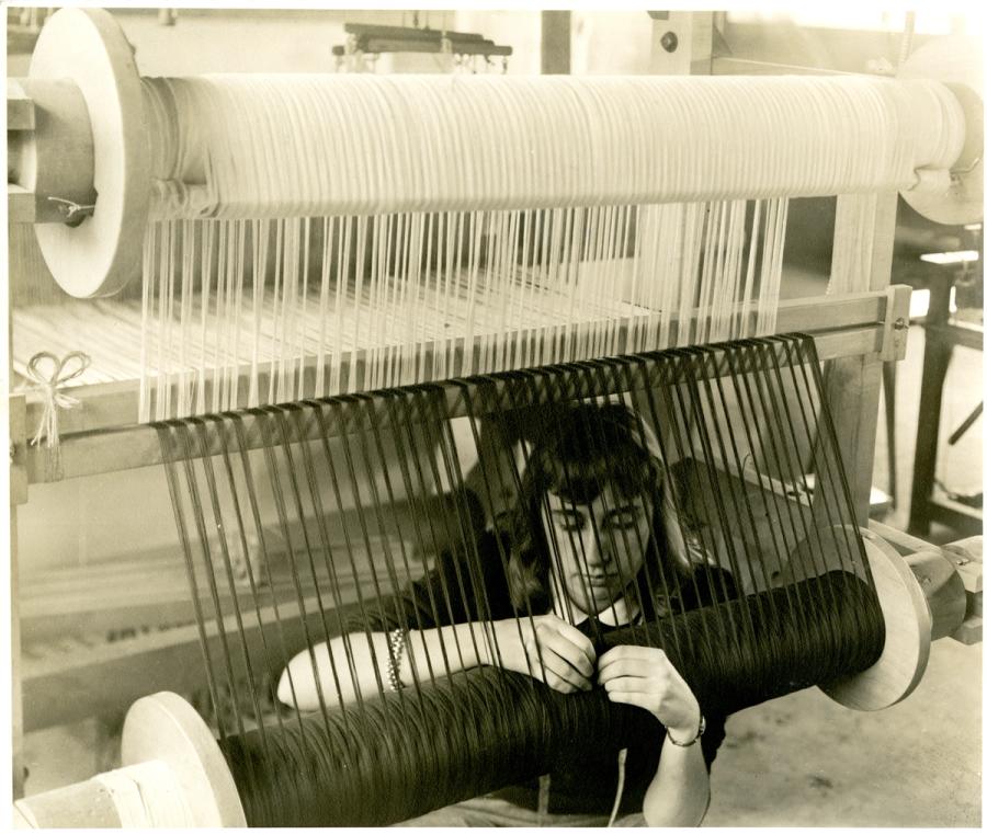 Mimi French on the Loom.