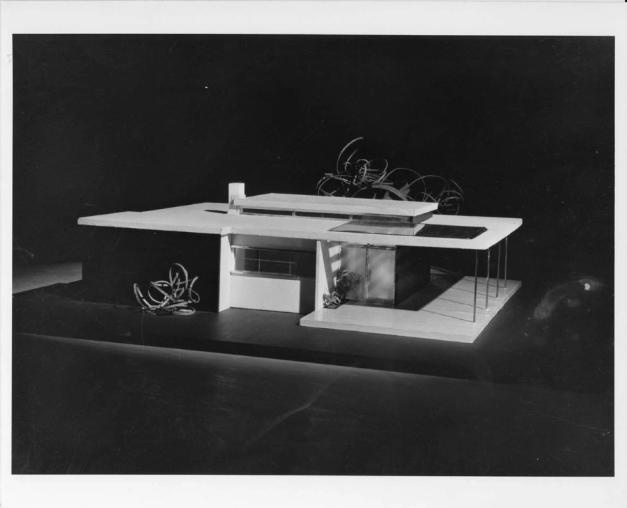 Low cost housing model created as part of A. Lawrence Kocher's Architecture class, 1942. 