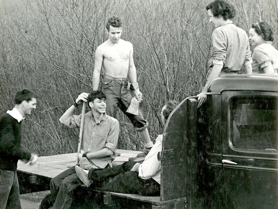 Taking a break from farming, Blue Ridge campus, circa 1936-37