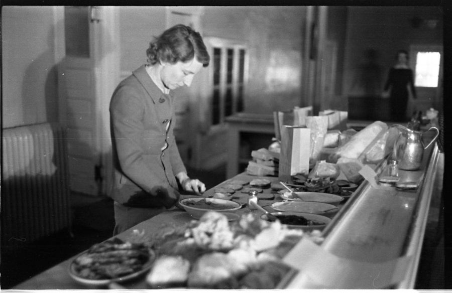 Bobbie Dreier prepares Sunday sandwiches.