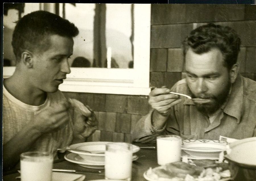 Ed Adamy and Felix Krowinski eating soup.