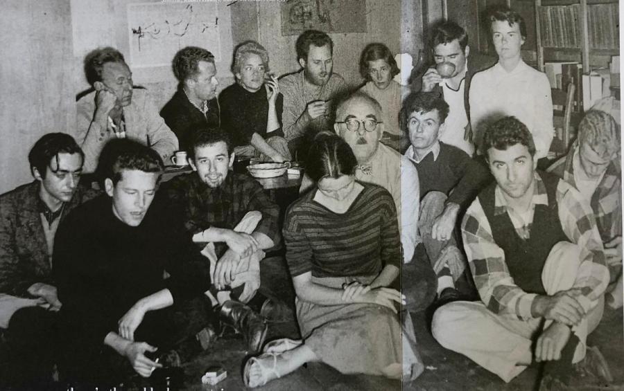 Community gathering to announce the closing of Black Mountain College, early October, 1956. 