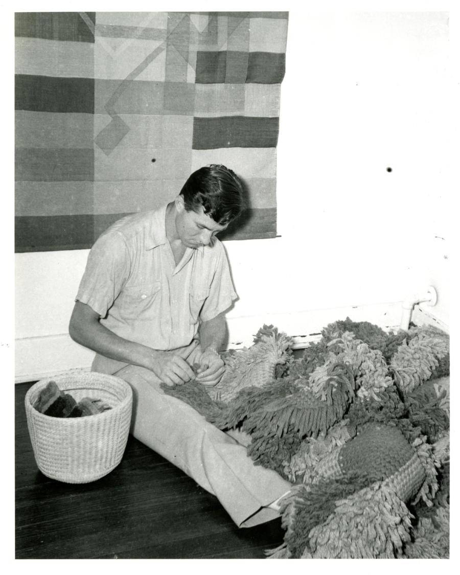 Don Page in weaving studio.