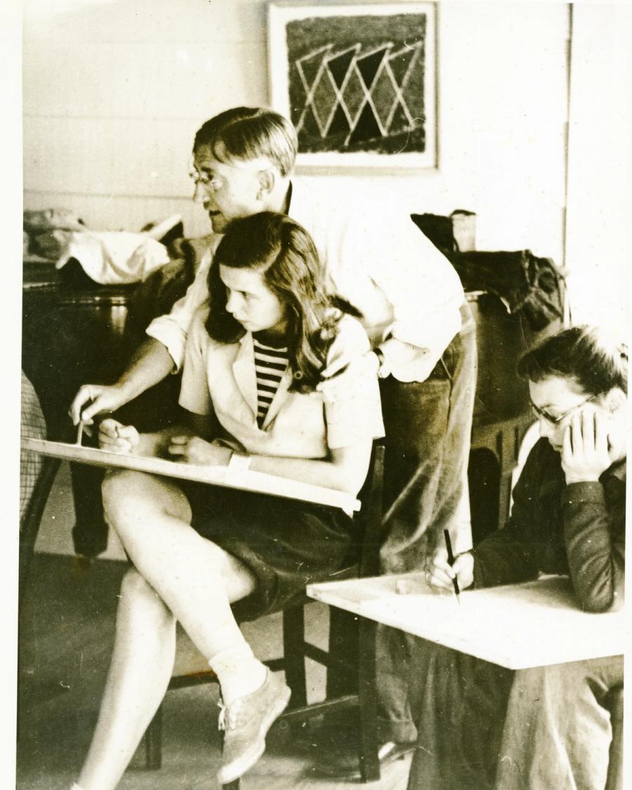 Josef Albers class, with Jane Slater and Eva Zhitlowsky.