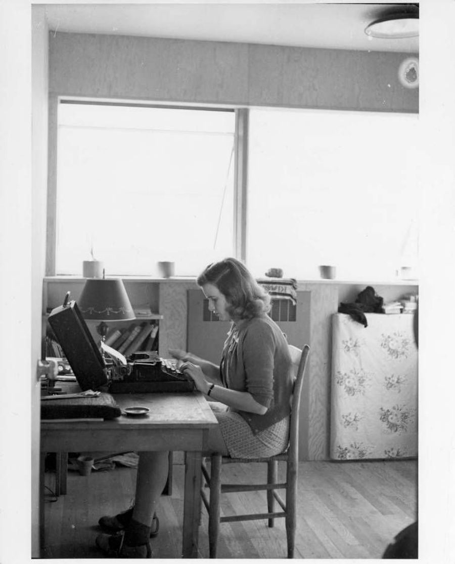 Renate in her study.