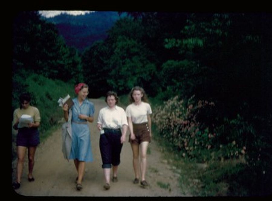 Students walking on campus.