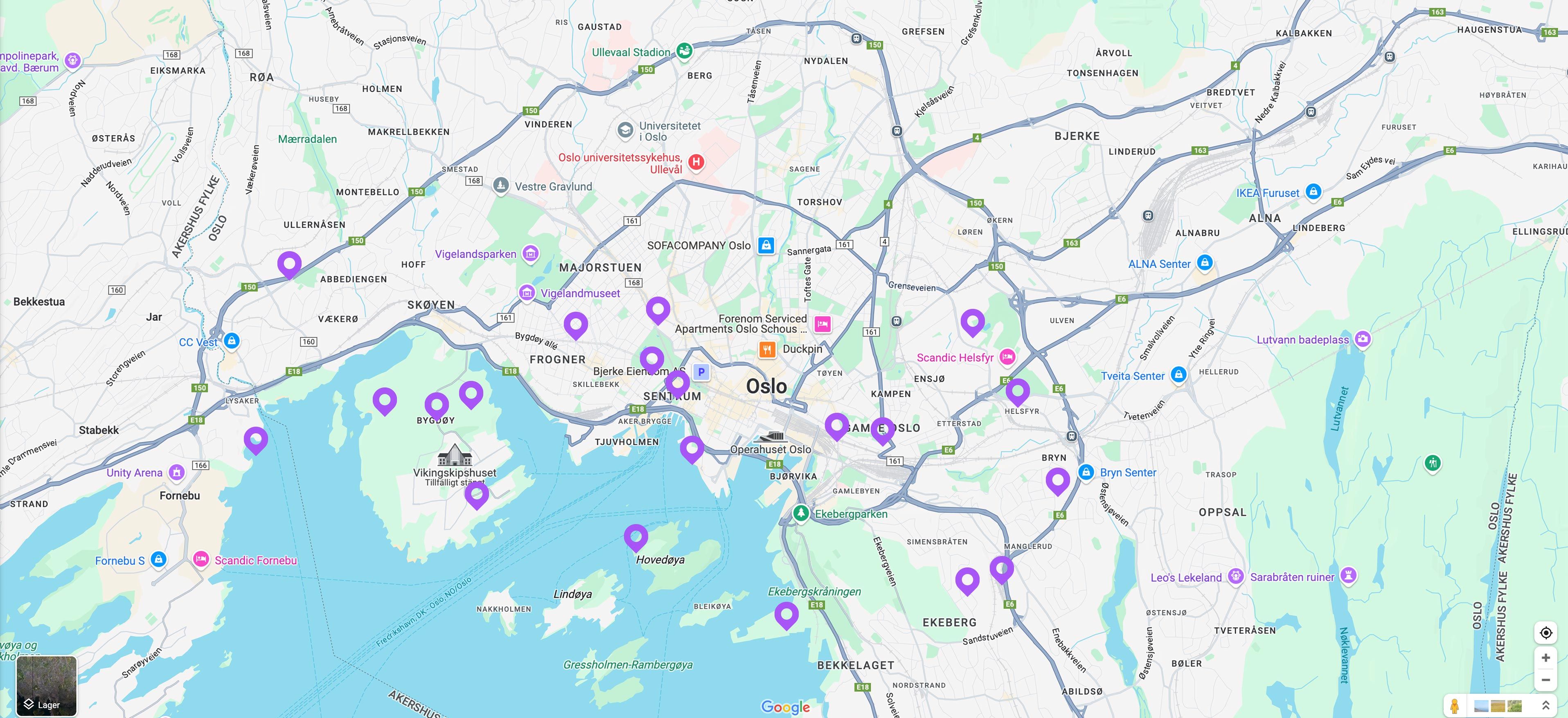 Kart over område