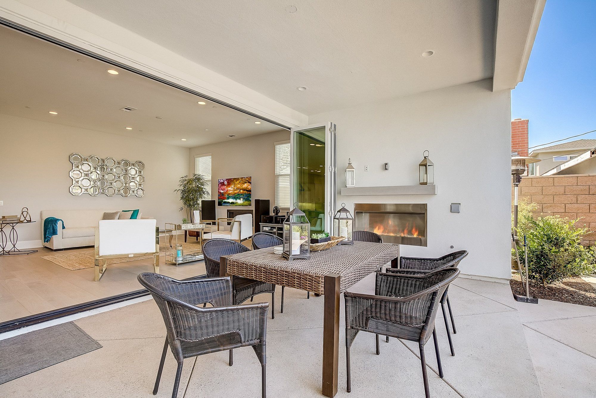 Patio dining table, looking back into the great room, Costa Mesa
