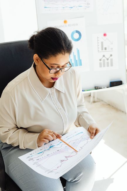 small business owner reviewing financial dashboard