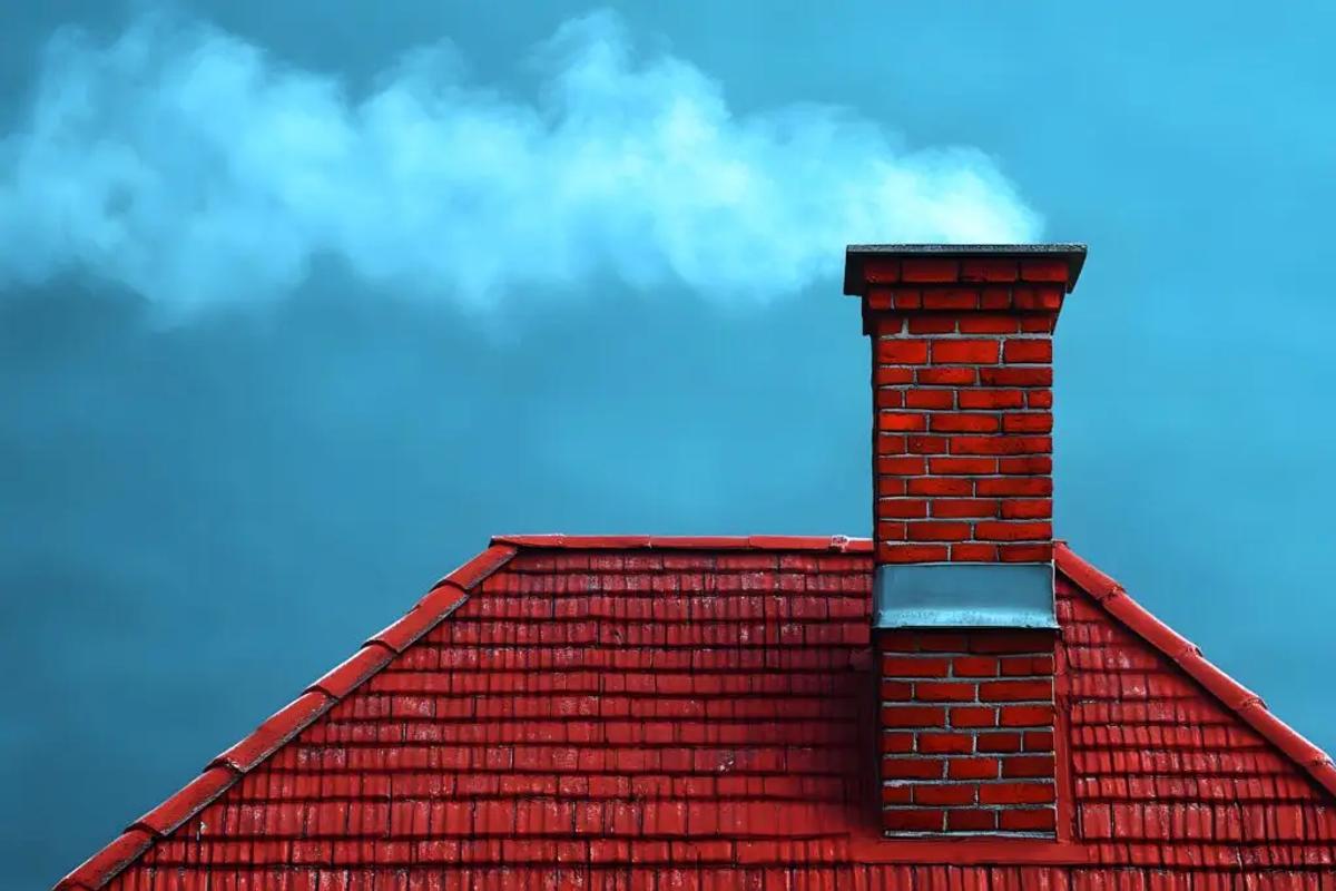 Chimney on Red Tile Roof