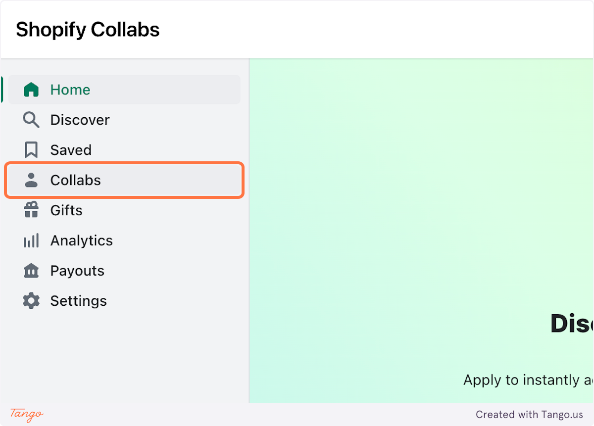 Click on Collabs