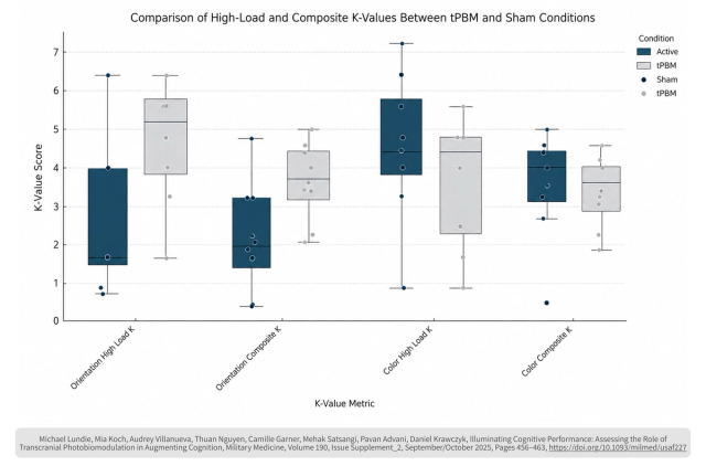 Comparison of high-load and composite kVcues between IPEM and sham conditions, shown as box plots across four kinase metrics with error bars