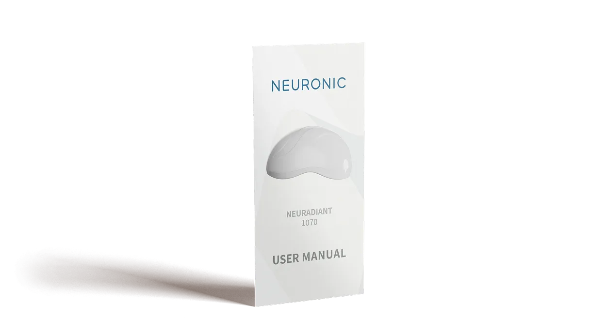 Neuronic Neuradiant 1070 user manual box showing helmet product image