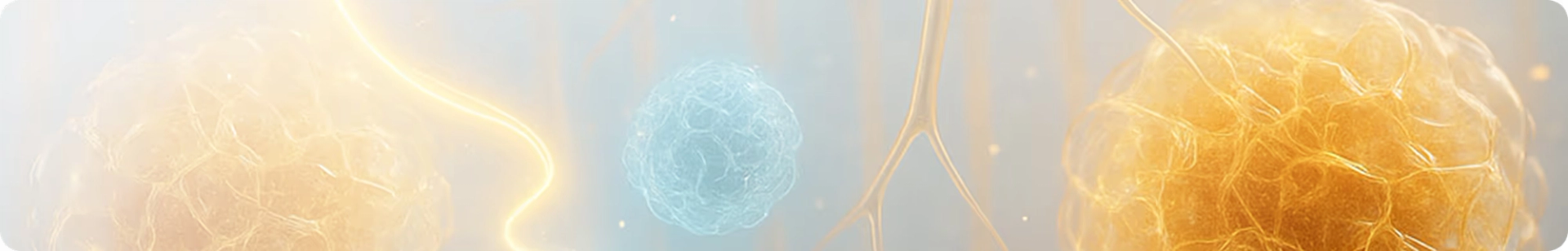 Abstract illustration of neural networks with golden and blue glowing nodes connected by flowing lines