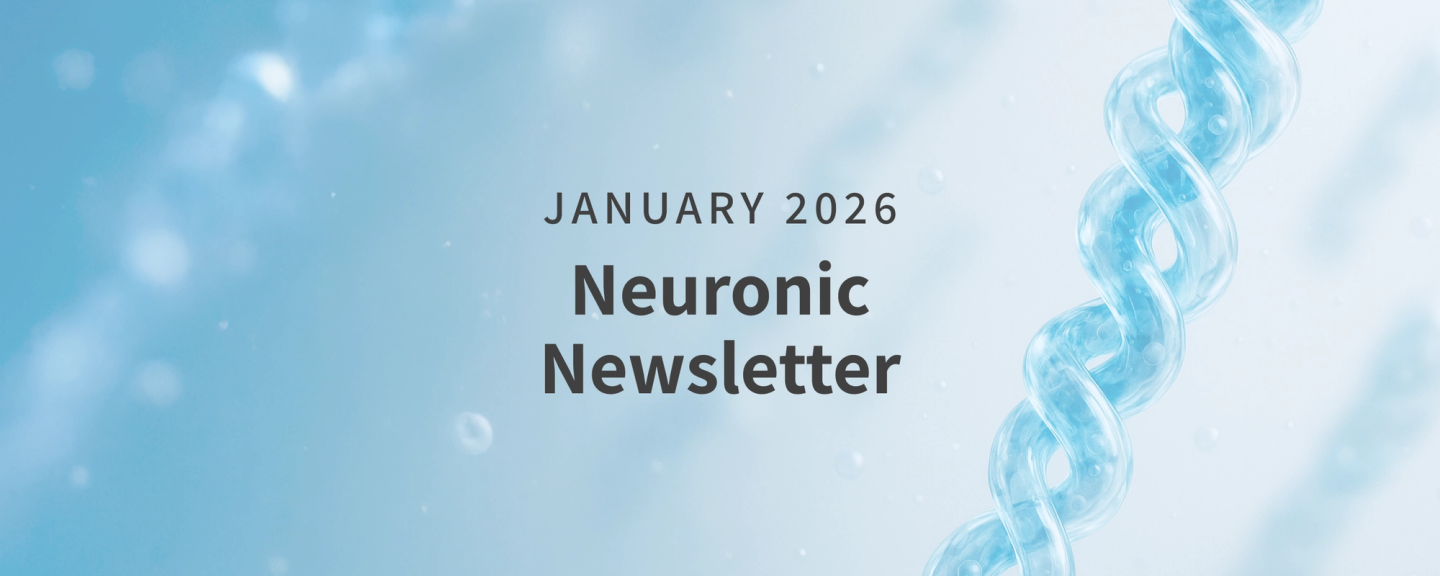 January 2026 Neuronic Newsletter cover with abstract blue helix design