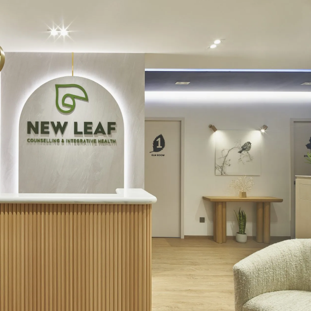 The reception desk at the New Leaf clinic in Singapore.