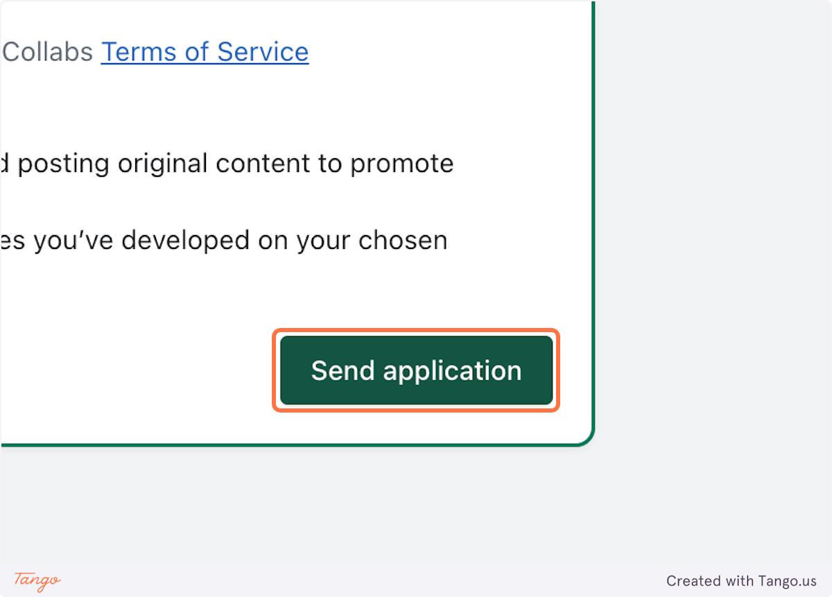 Click on Send application