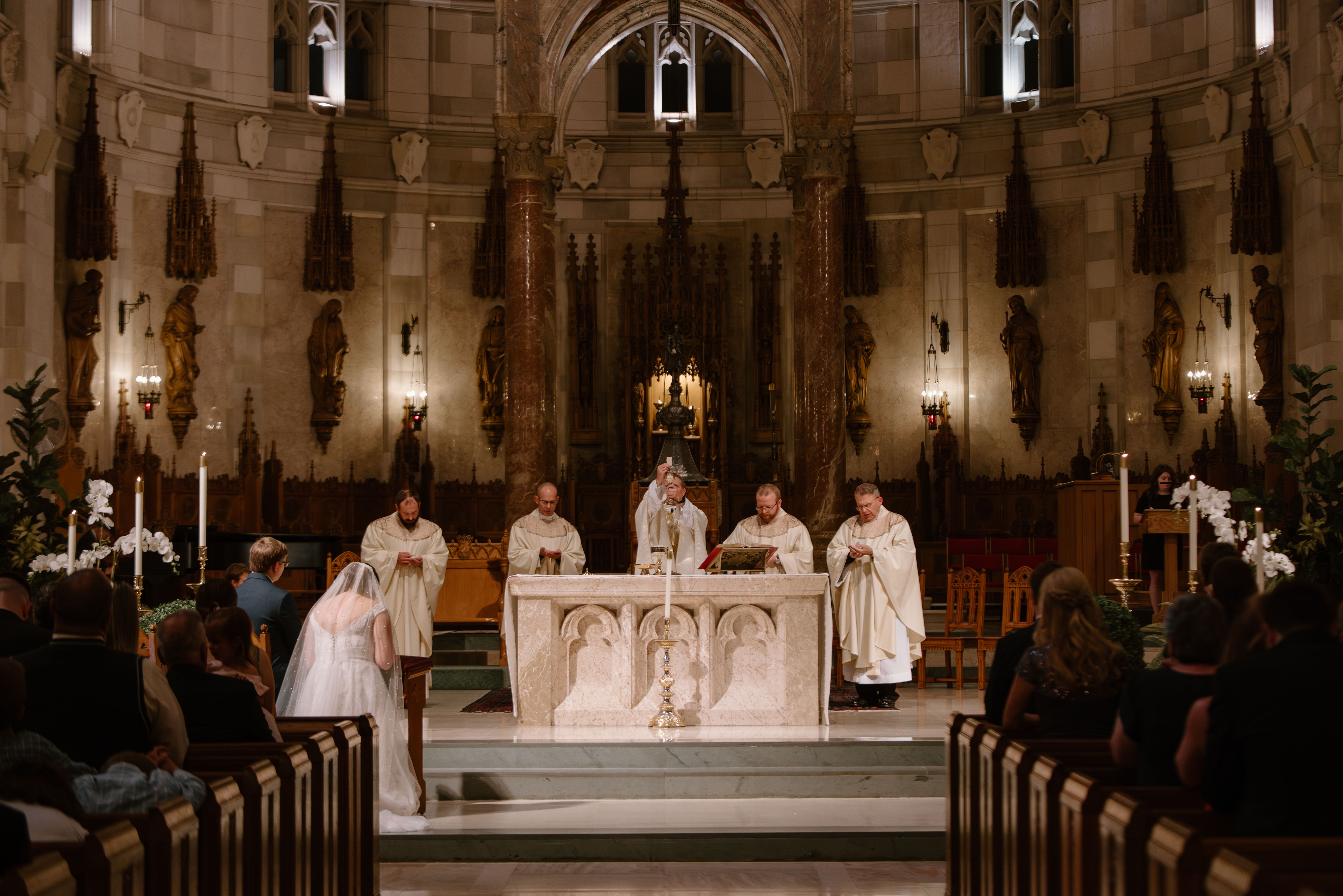 Church interior with wedding ceremony