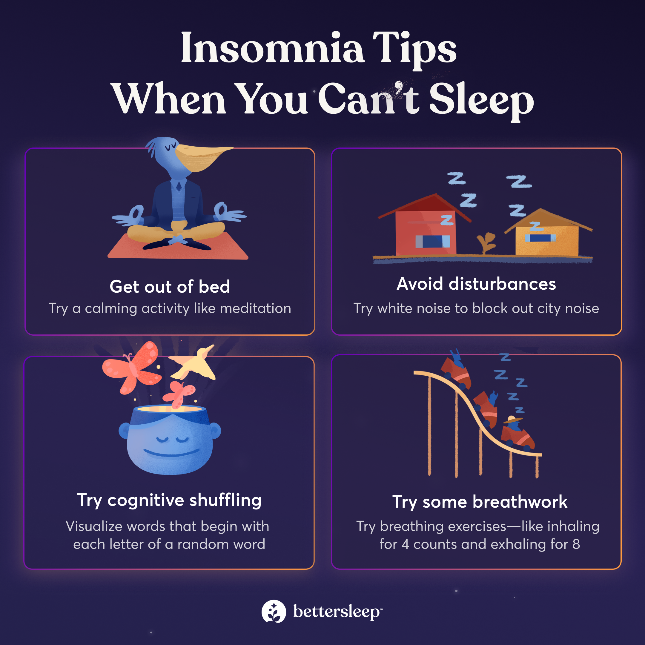 Infographic about tips for insomnia.
