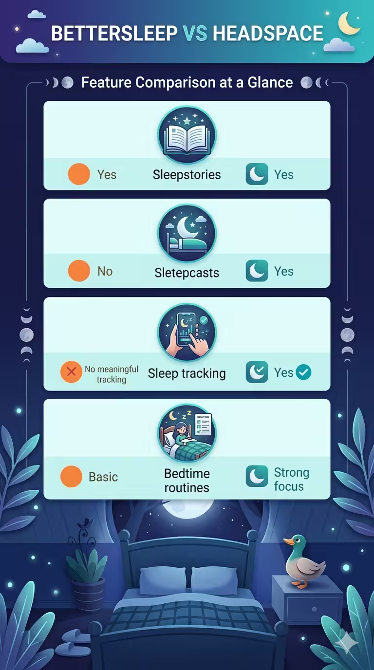 Headspace vs BetterSleep features