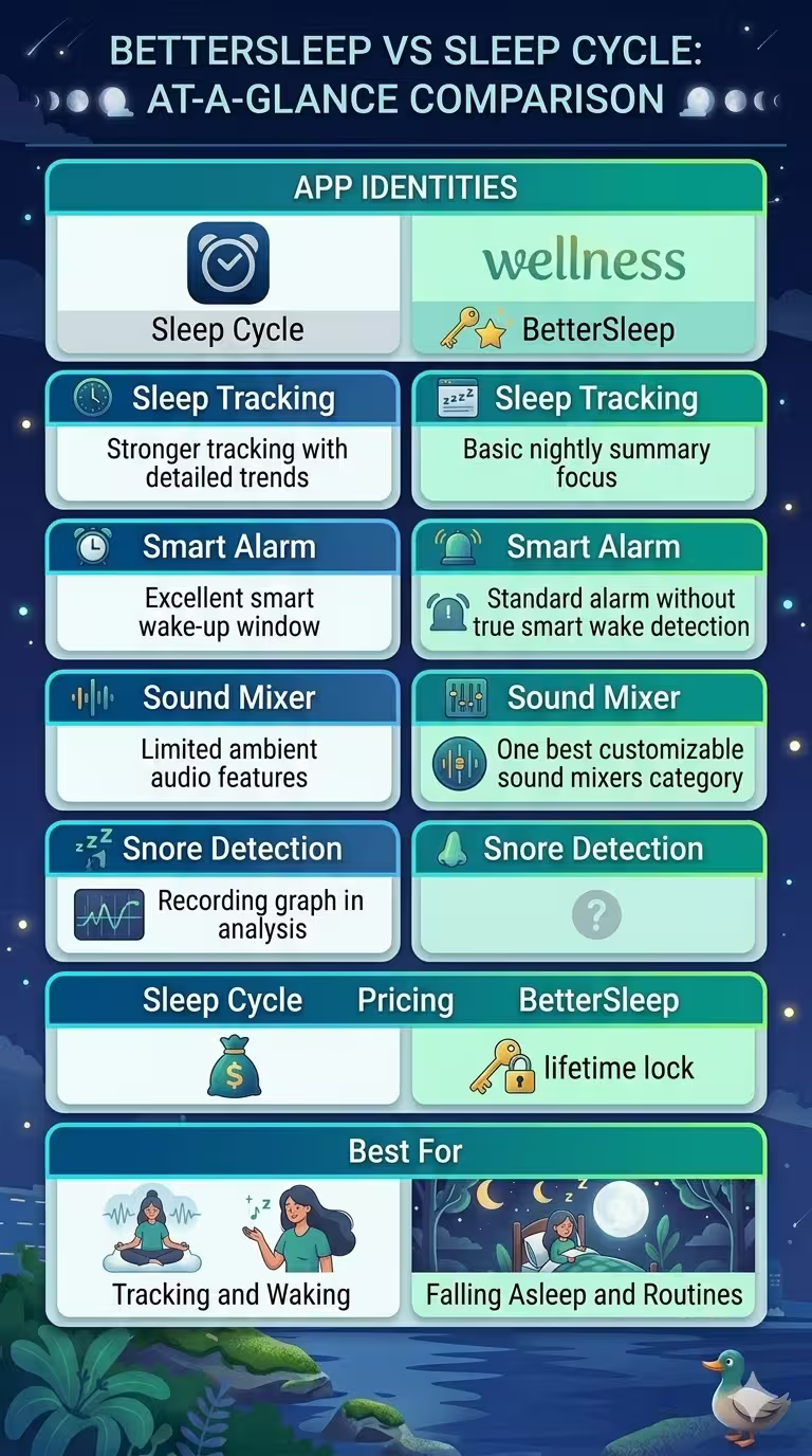 Sleep Cycle vs BetterSleep features 