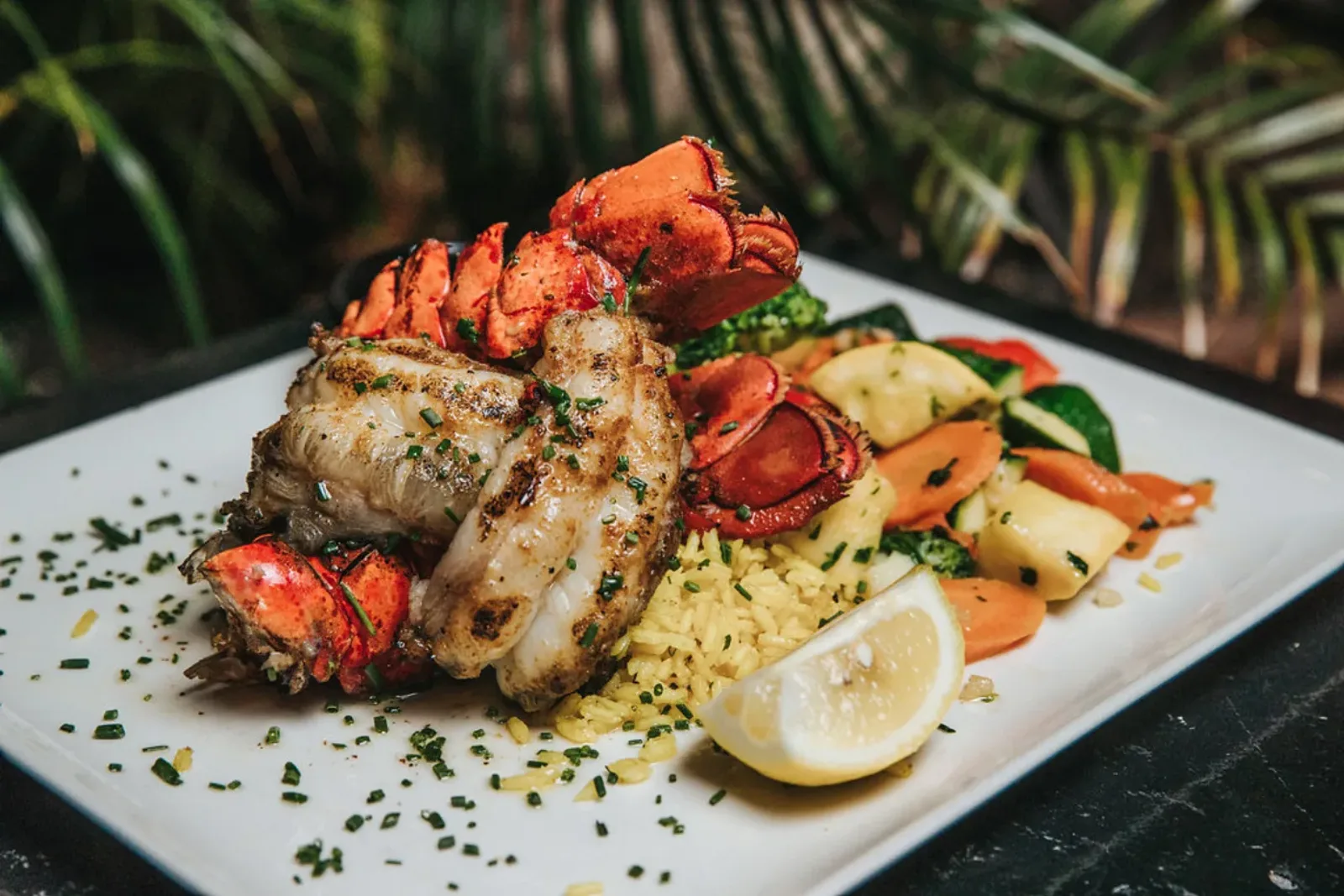 Lobster plate on the rooftop