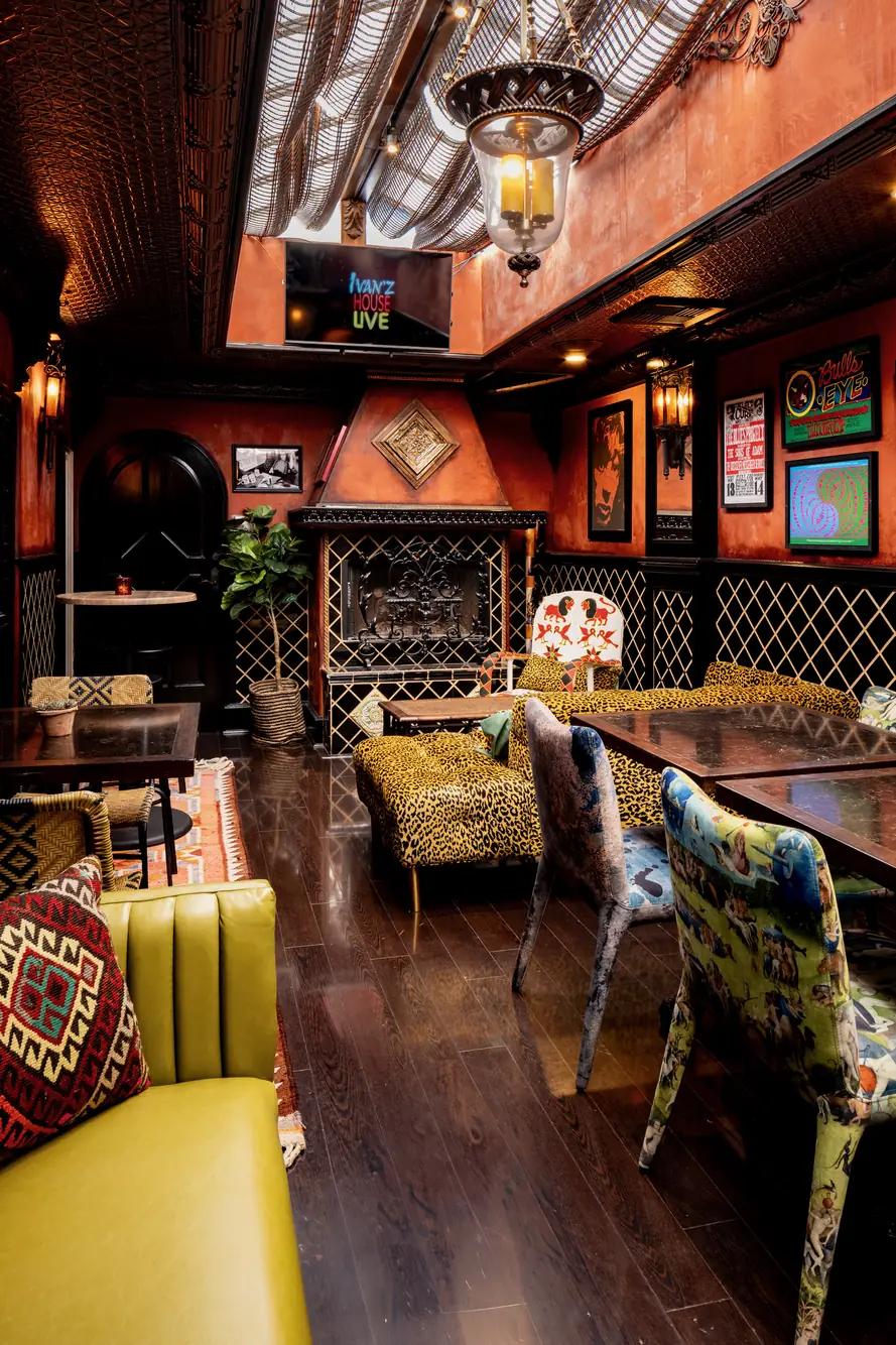 Intimate lounge interior at Mozambique — atmospheric warmth