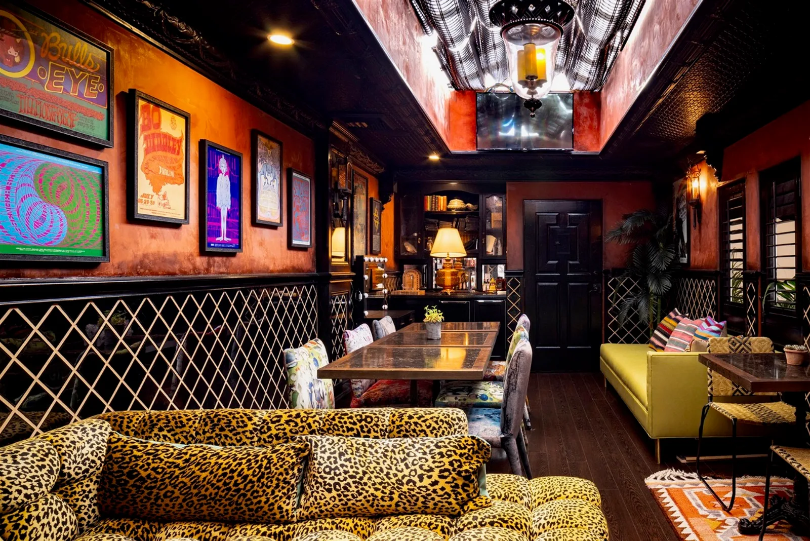 The Green Room lounge seating and dining tables at Mozambique