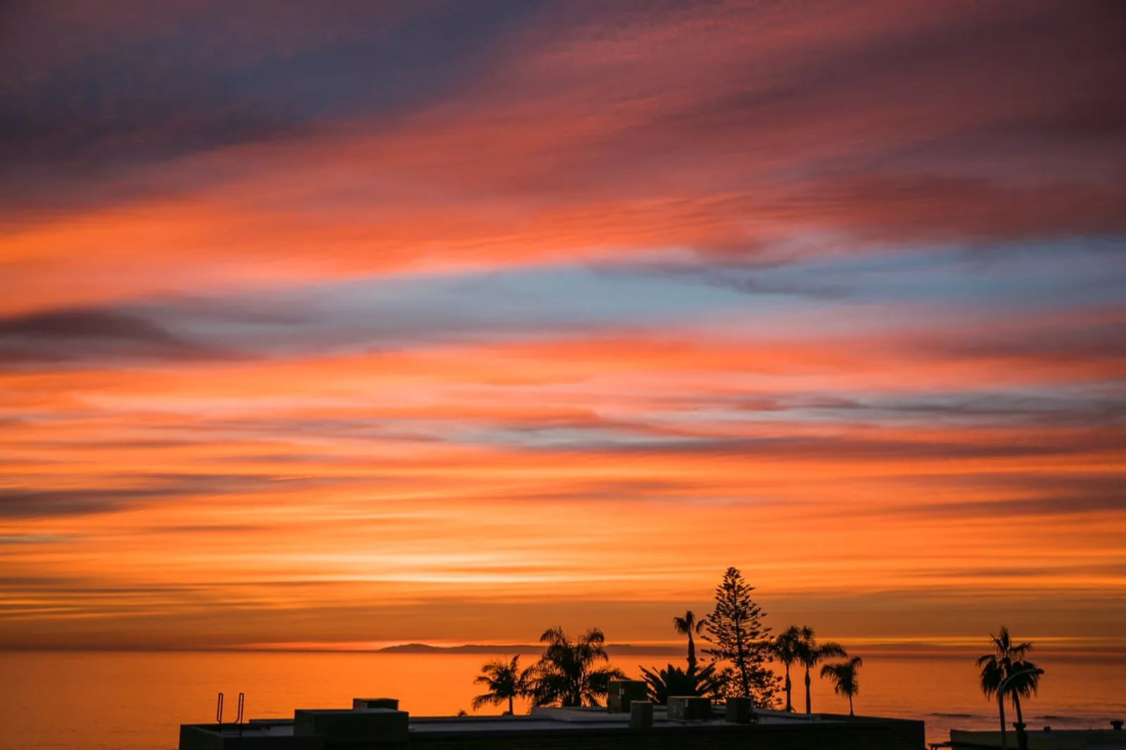 Sunset over the ocean from the Mozambique rooftop
