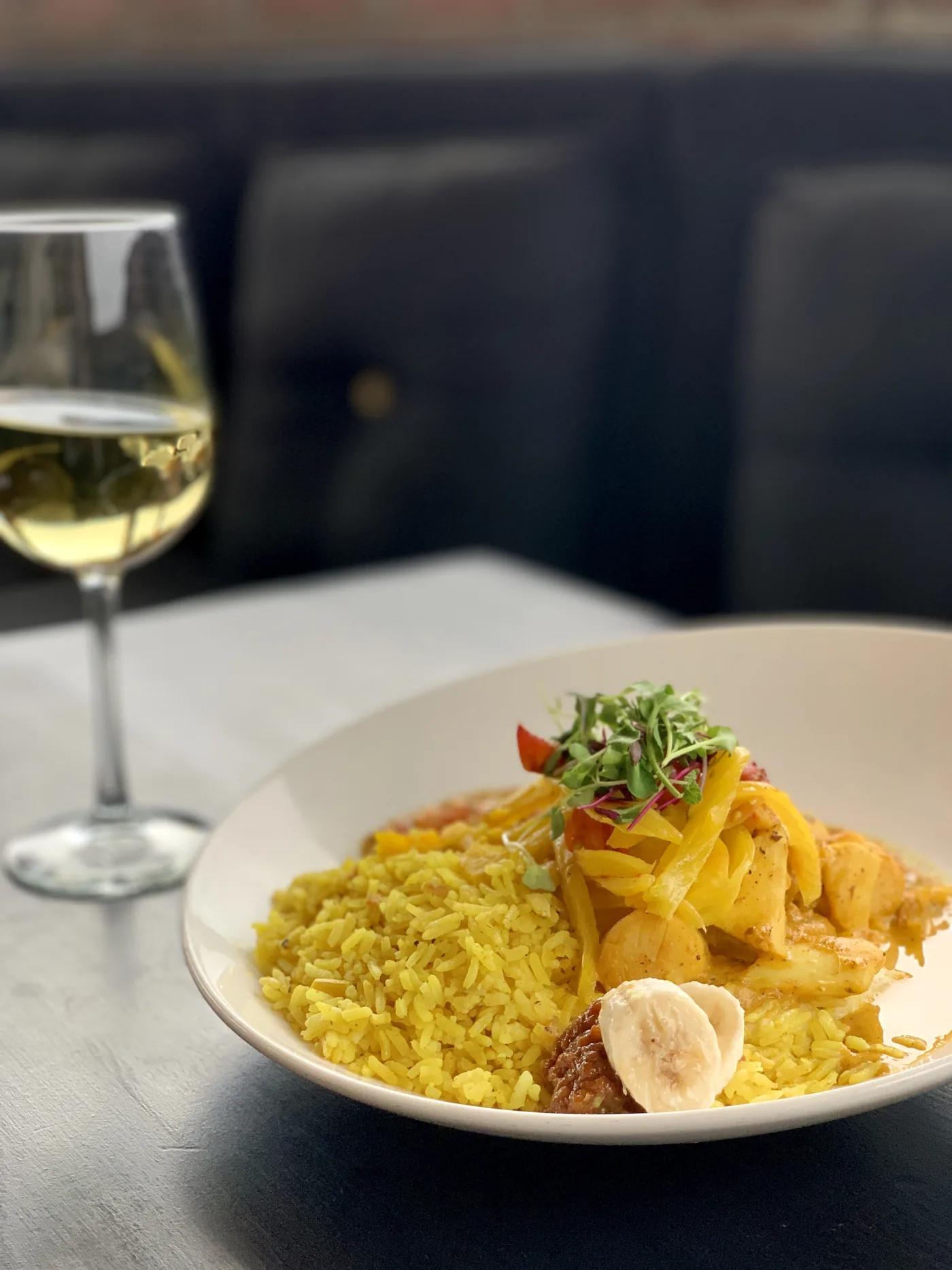 Seafood curry available from Mozambique catering in Laguna Beach