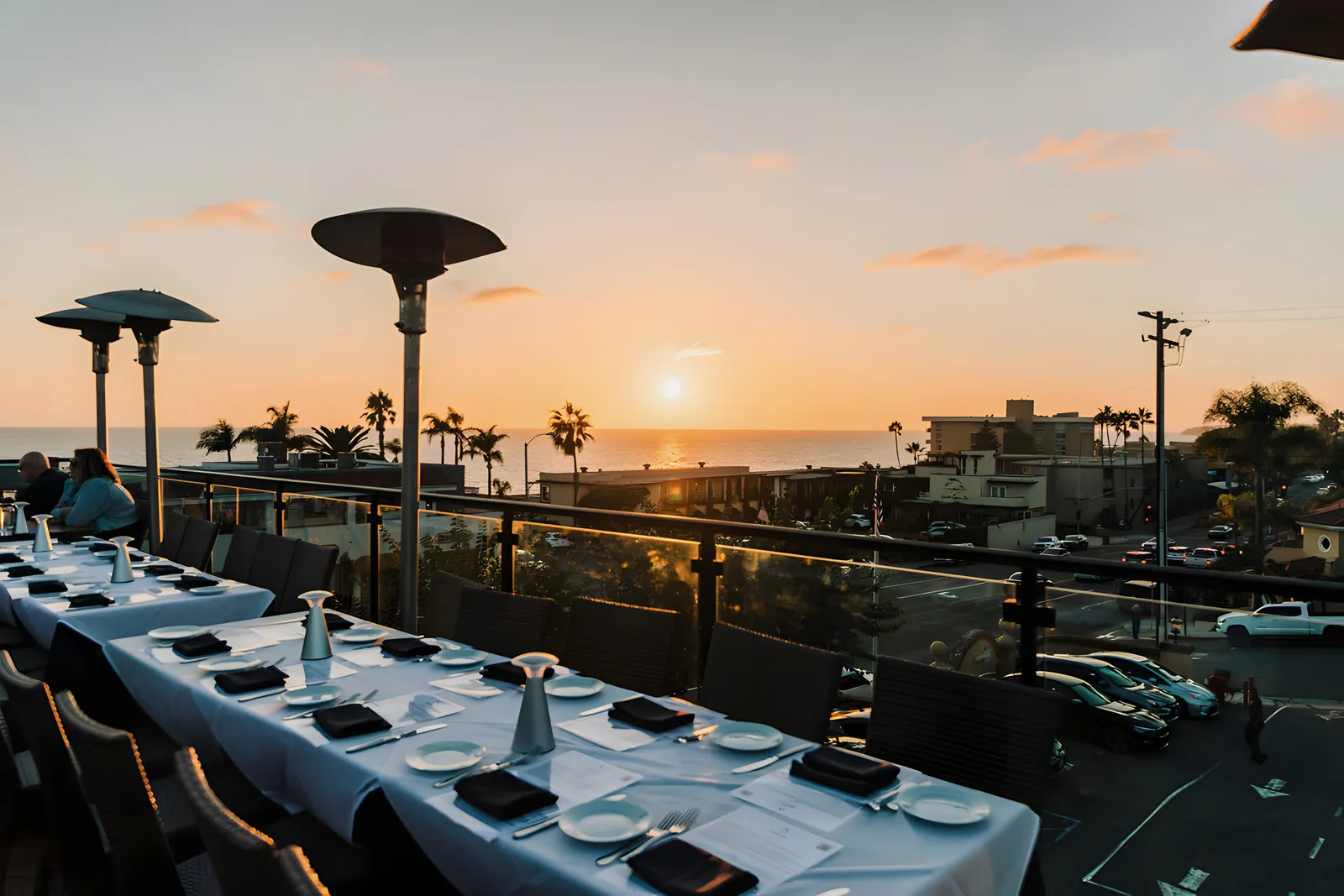 Sunset over the ocean from the rooftop