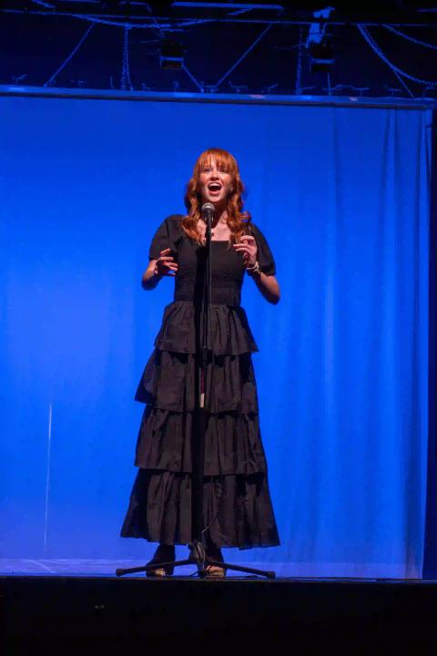 A singer performs on stage