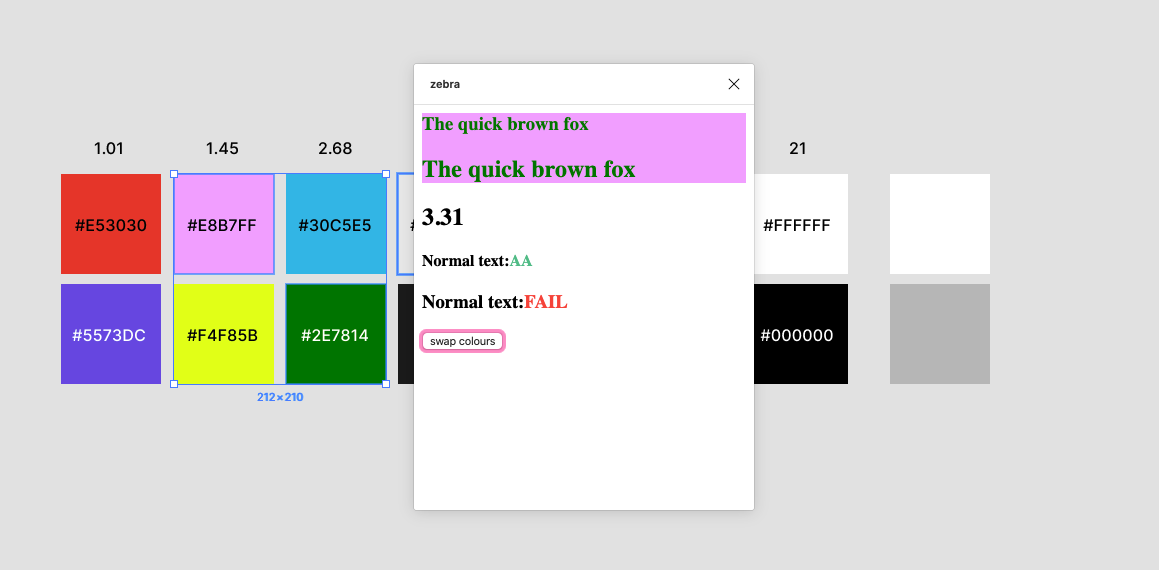 A screenshot of the plugin demonstrating that the relevant text scores are being displayed.