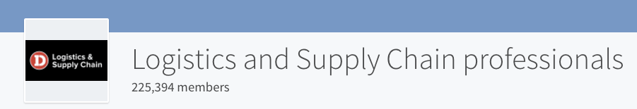 LinkedIn group header for Logistics and Supply Chain professionals, showing 225,394 members