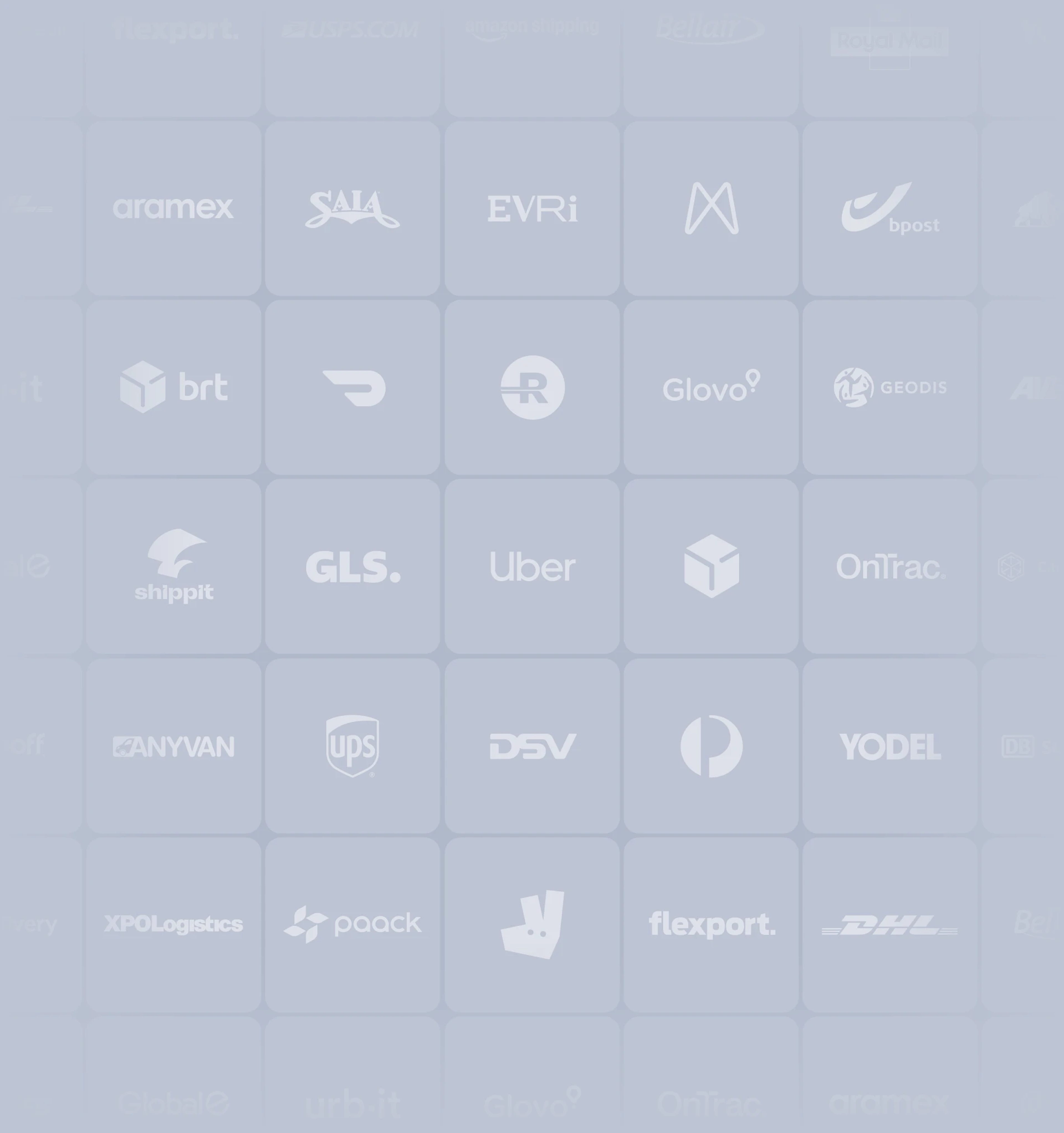 A grid of last-mile carrier and partner logos