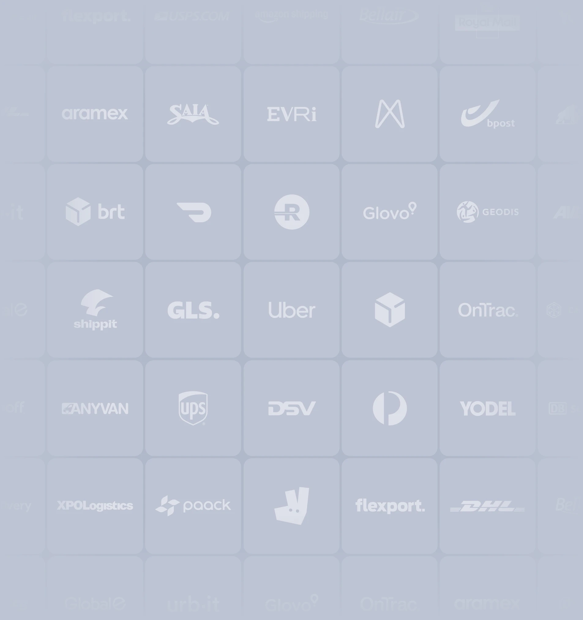 A grid of last-mile carrier and partner logos