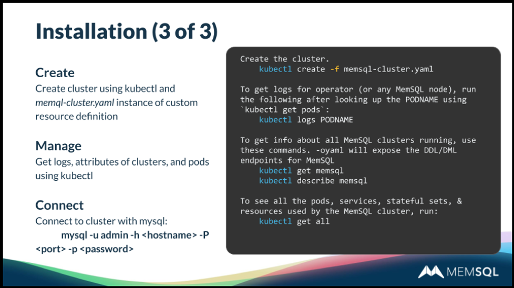 Third step in installing SingleStore with the Kubernetes Operator