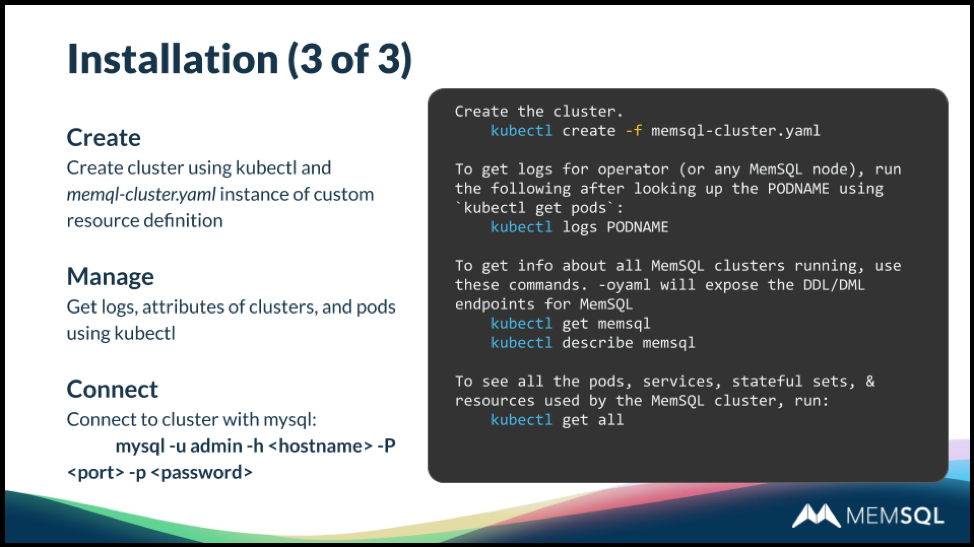 Third step in installing SingleStore with the Kubernetes Operator