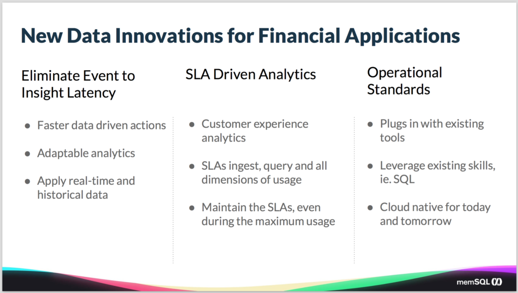 Data innovations needed for financial applications - SingleStore