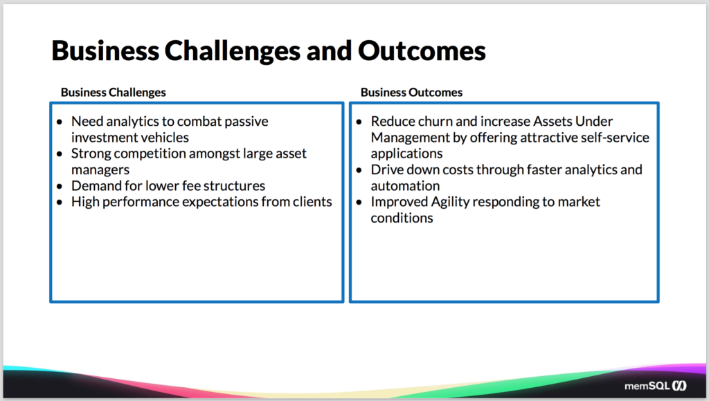 Business challenges and outcomes for database technology