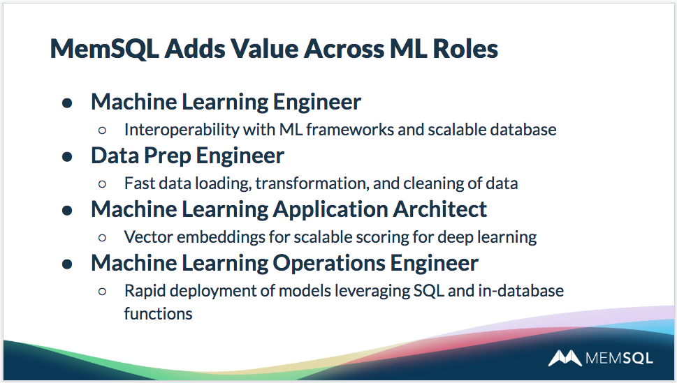 SingleStore's capabilities enable professionals in a variety of AI and ML roles.