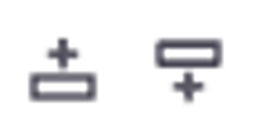 Icons for adding a cell above or below the current cell.